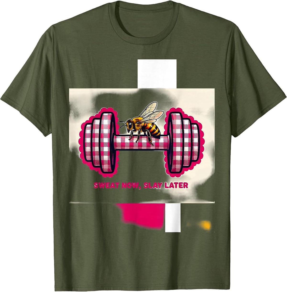 Sweat Now Slay Later Athleisure Motivational Design T-Shirt - Olive Green