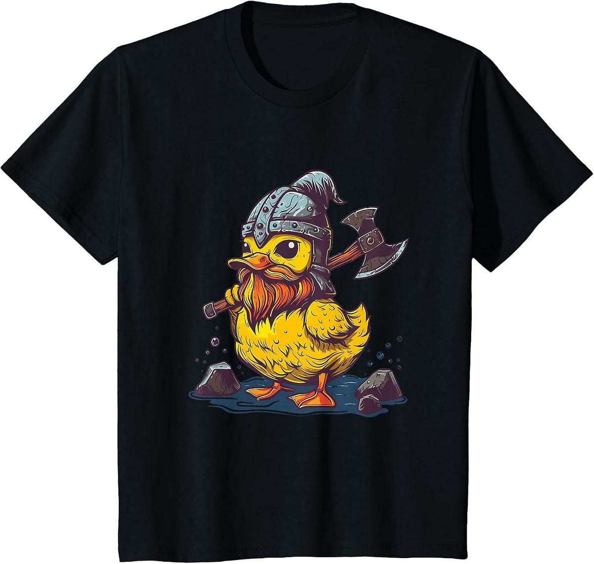 Rubber Duckie Rubber Duck Viking Duck Funny Rubber Duck T-Shirt - Black