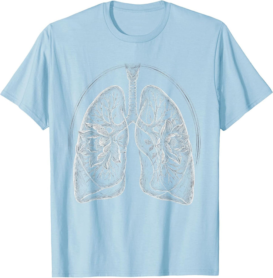 Men's Radiology Lungs Blooming Flowers X-Ray Art T-Shirt - Baby Blue