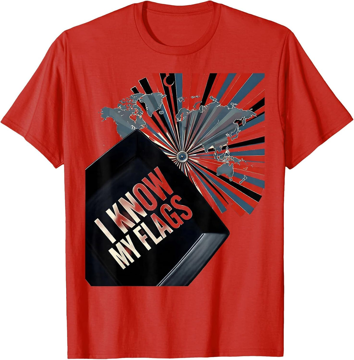 Men's I Know My Flags Constructivist Geography Enthusiast Teacher T-Shirt - Red