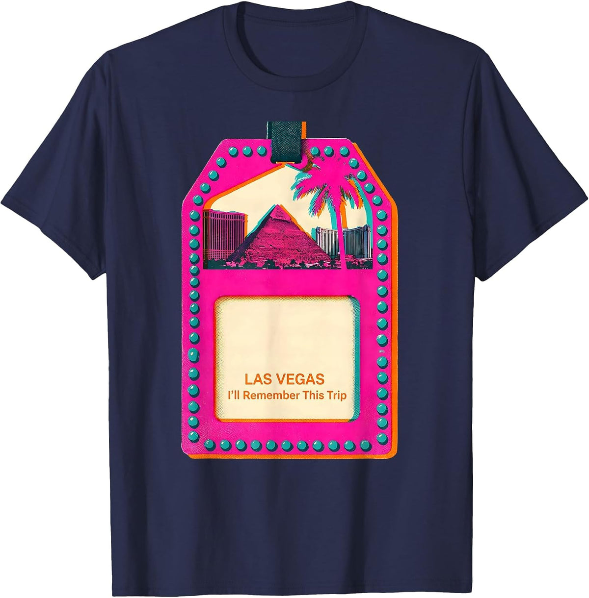 Las Vegas, I’ll Remember This Trip Risograph Vacation T-Shirt - Navy Blue