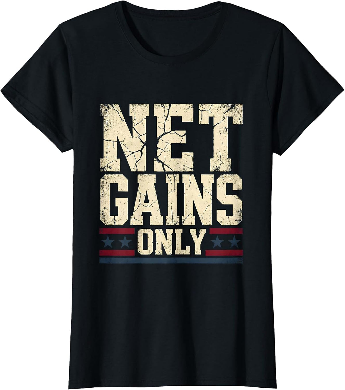 Net Gains Only Tennis Graphic Design T-Shirt - Black