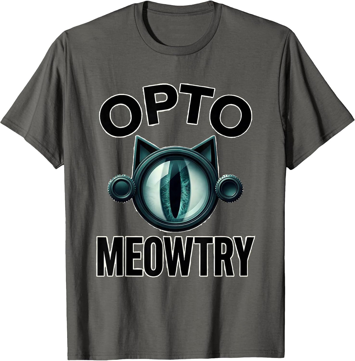 Optomeowtry Funny Optometrist Halloween Cat Lover Gift T-Shirt - Asphalt Grey