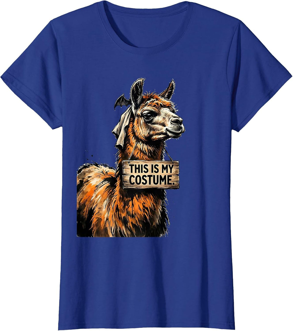Women's This Is My Costume Funny Llama Alpaca Animal Lover Halloween T-Shirt - Royal Blue