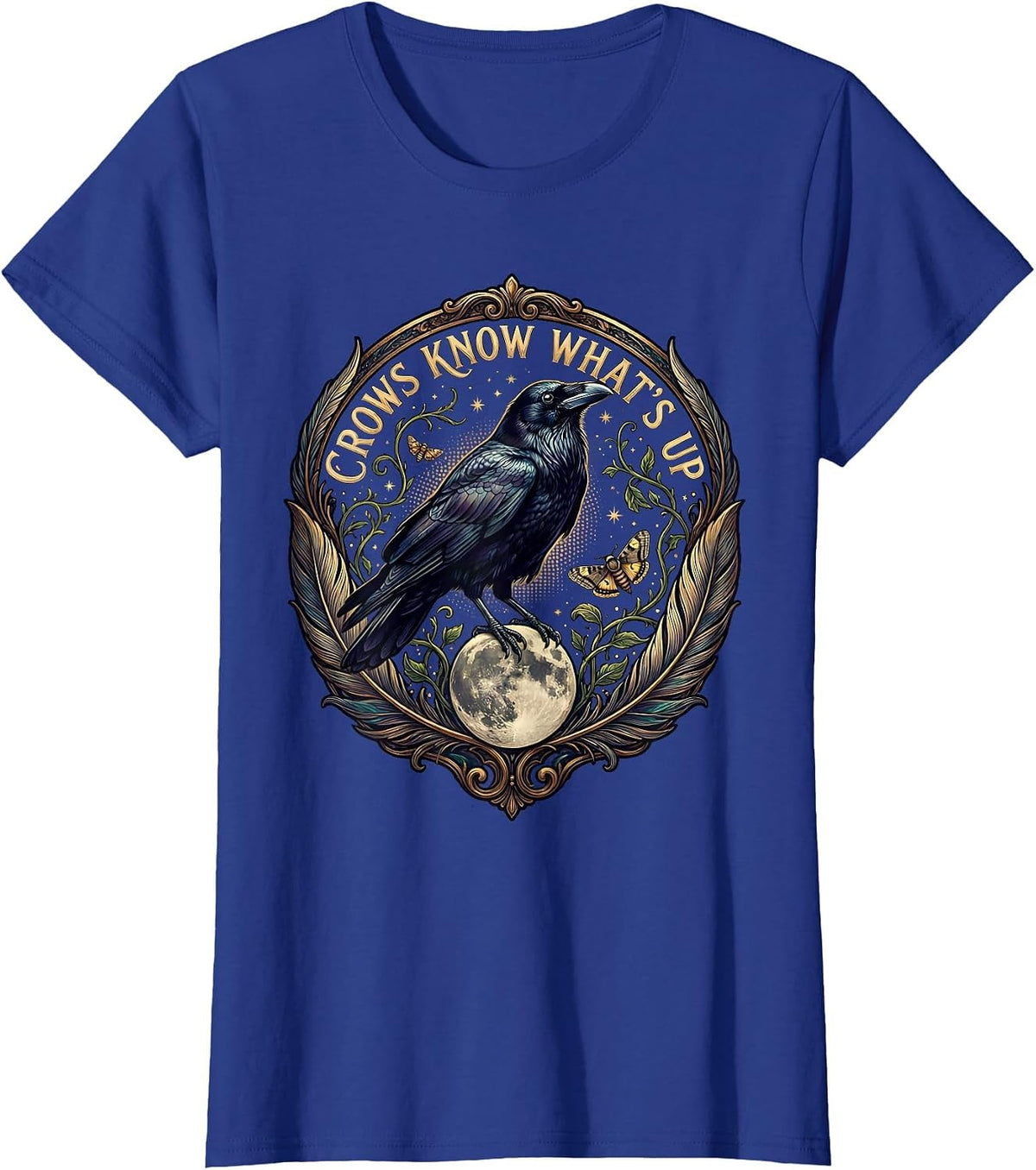 Women's Crows Know Whats Up Funny Crow Design T-Shirt - Royal Blue