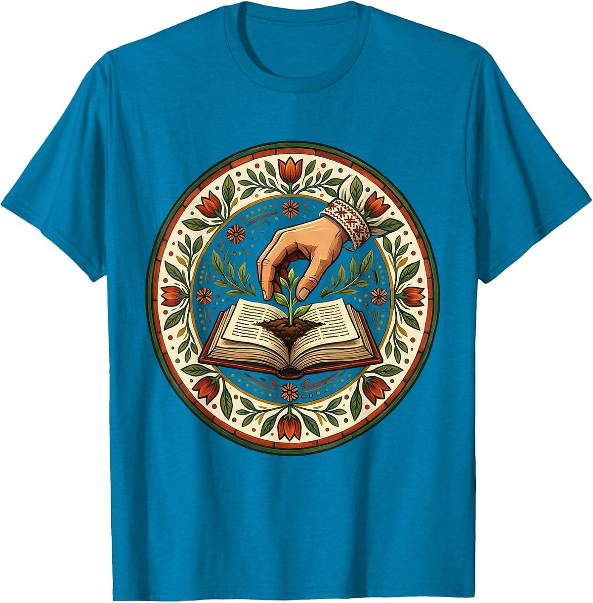 Third Grade Teacher Seedling Book Planting Graphic T-Shirt - Sapphire Blue