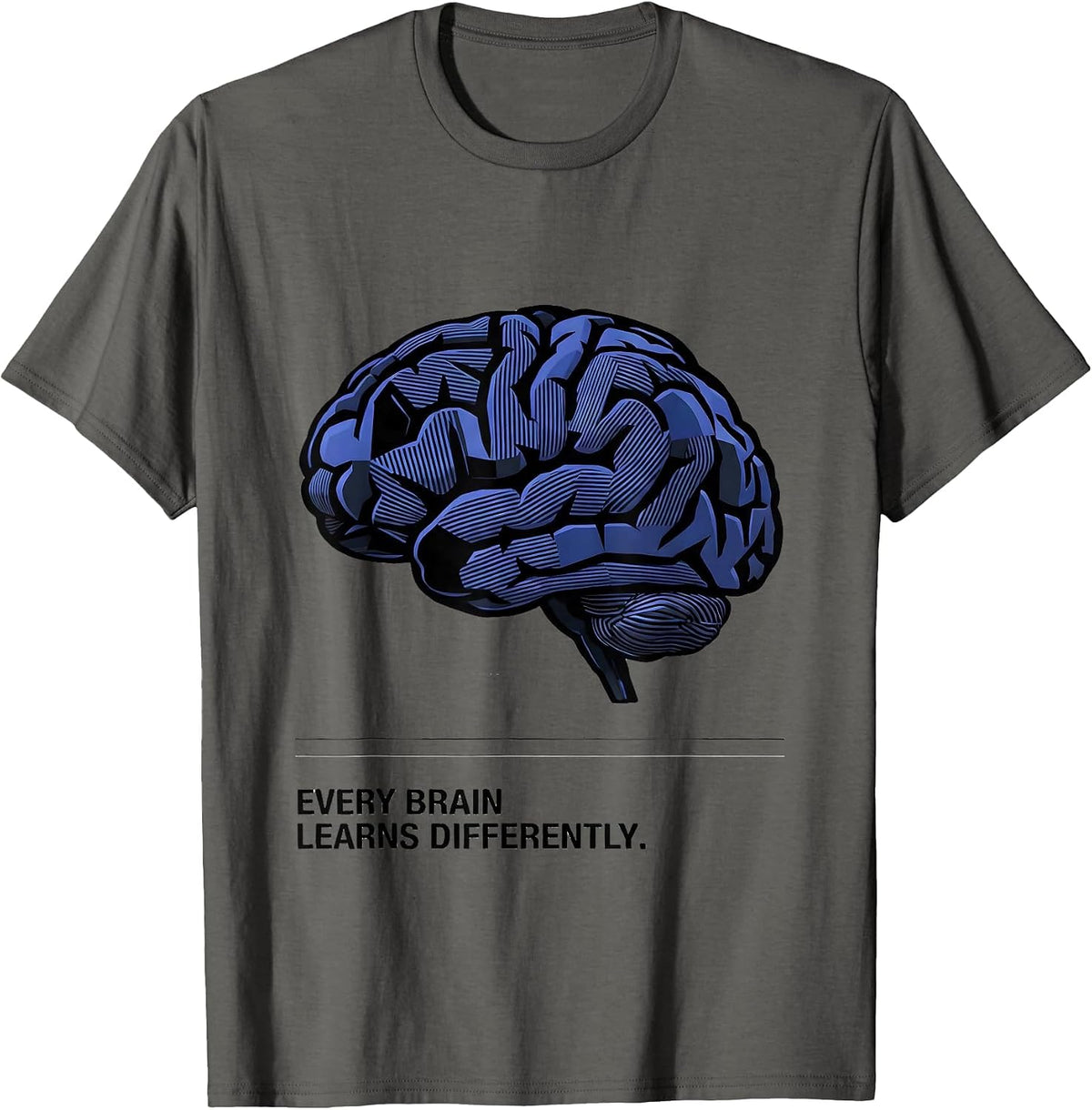 Every Brain Learns Differently Inclusion Teacher T-Shirt - Asphalt Grey