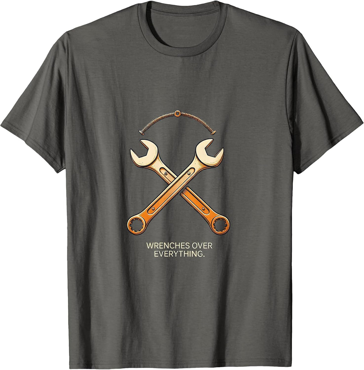 Men's Wrenches Over Everything Pit Crew Design T-Shirt - Asphalt Grey