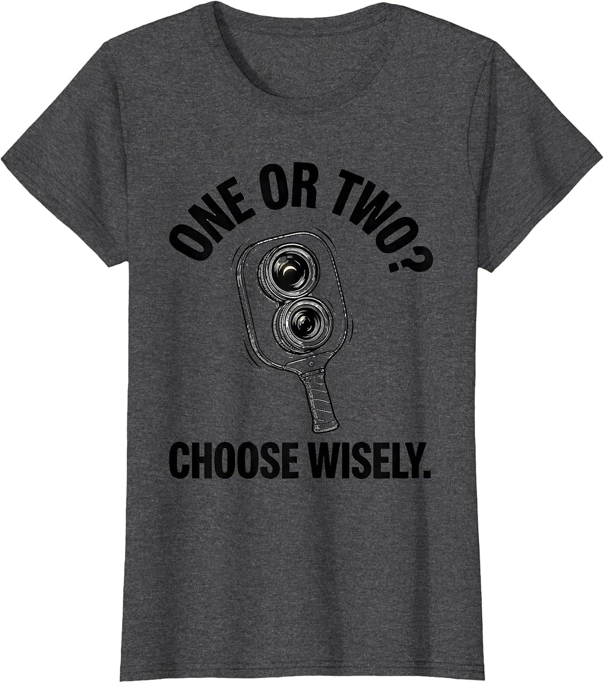 Women's One Or Two? Choose Wisely Funny Optometrist Halloween Eye T-Shirt - Dark Heather Grey