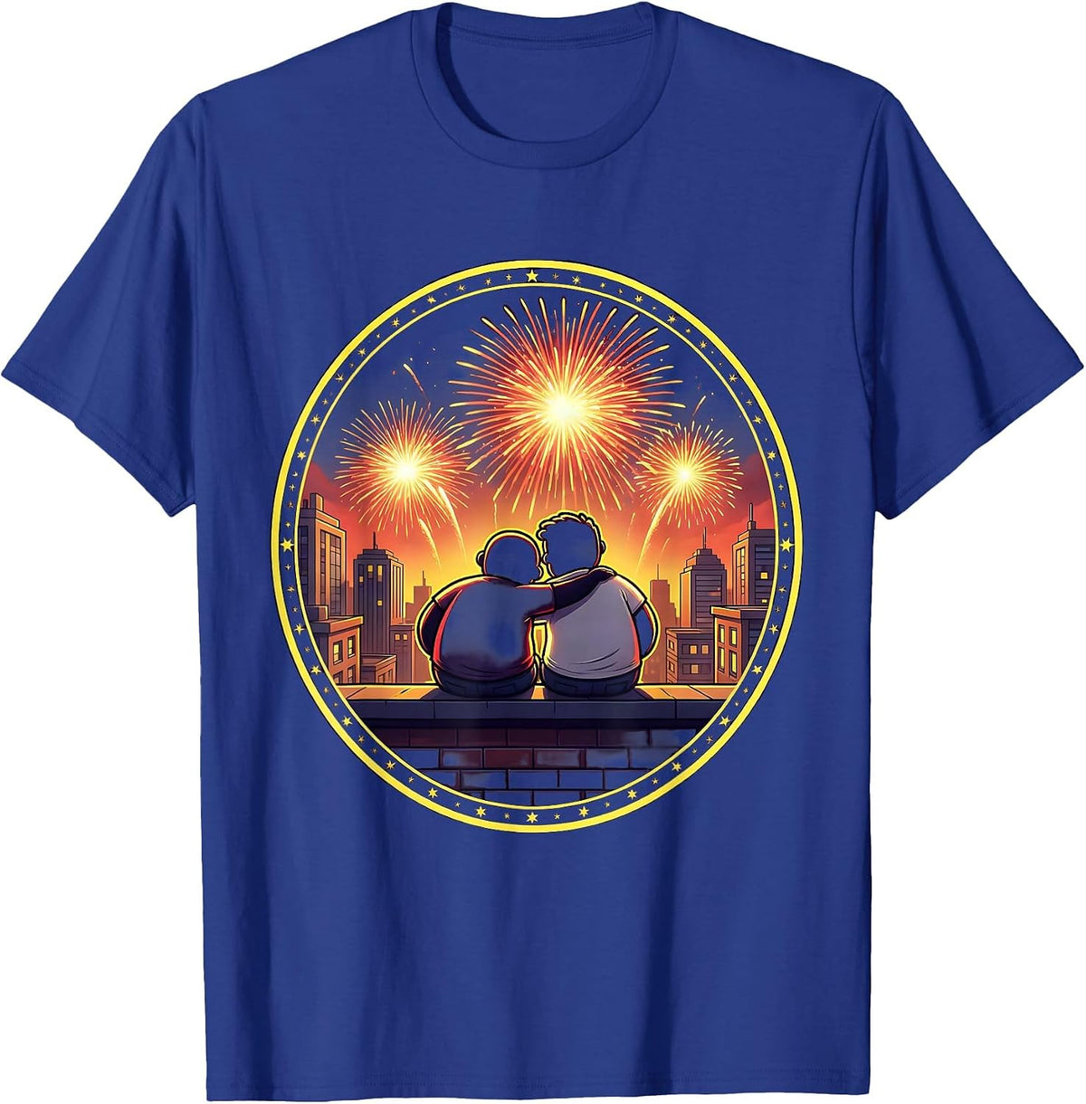 Rooftop Fireworks Couple I Love My Girlfriend T-Shirt - Royal Blue
