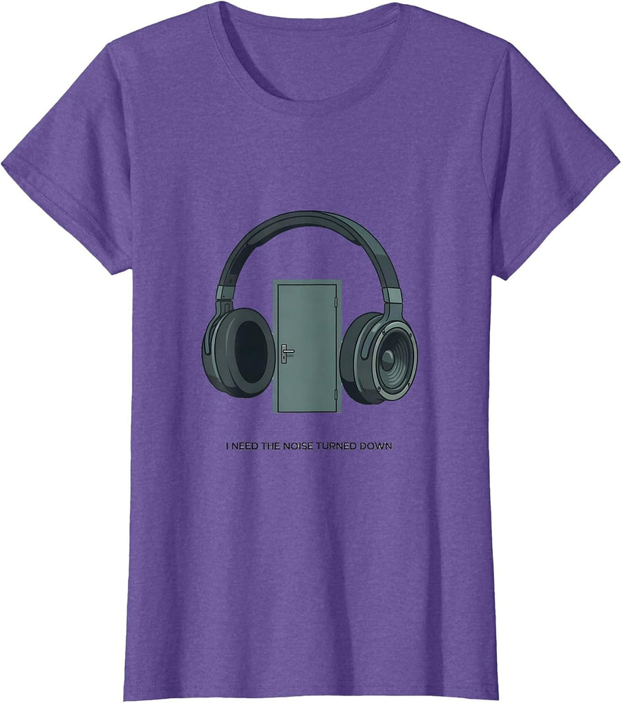 I Need The Noise Turned Down Funny Neurodiversity Awareness T-Shirt - Purple Heather