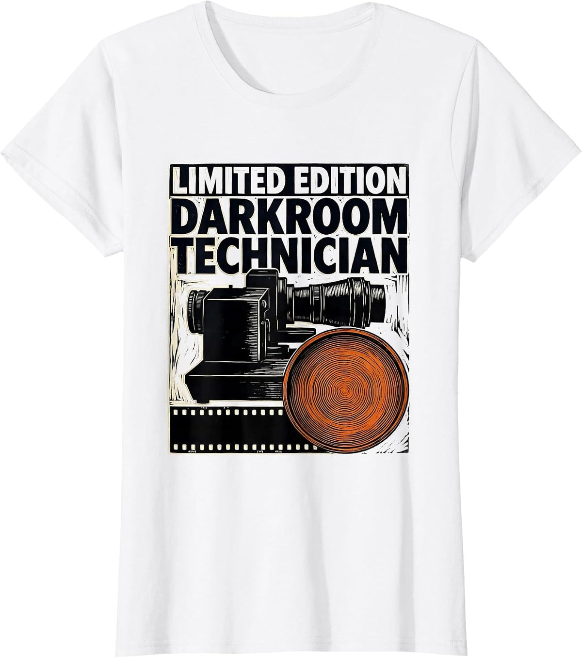 Limited Edition Darkroom Technician Linocut Photography T-Shirt - White