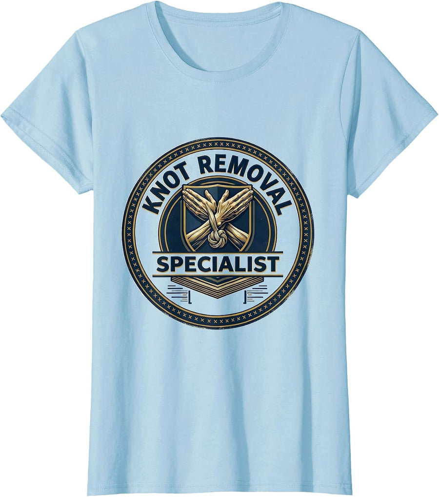 Women's Knot Removal Specialist Funny Massage Therapist LMT Gift T-Shirt - Baby Blue