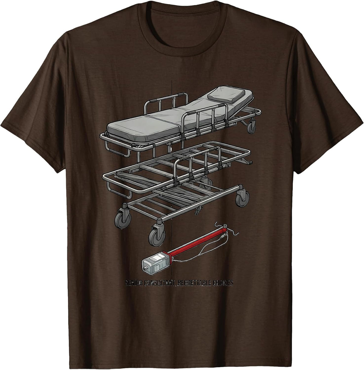 Men's Senior Consultant Regrettable Choices Funny EMT Paramedic T-Shirt - Brown