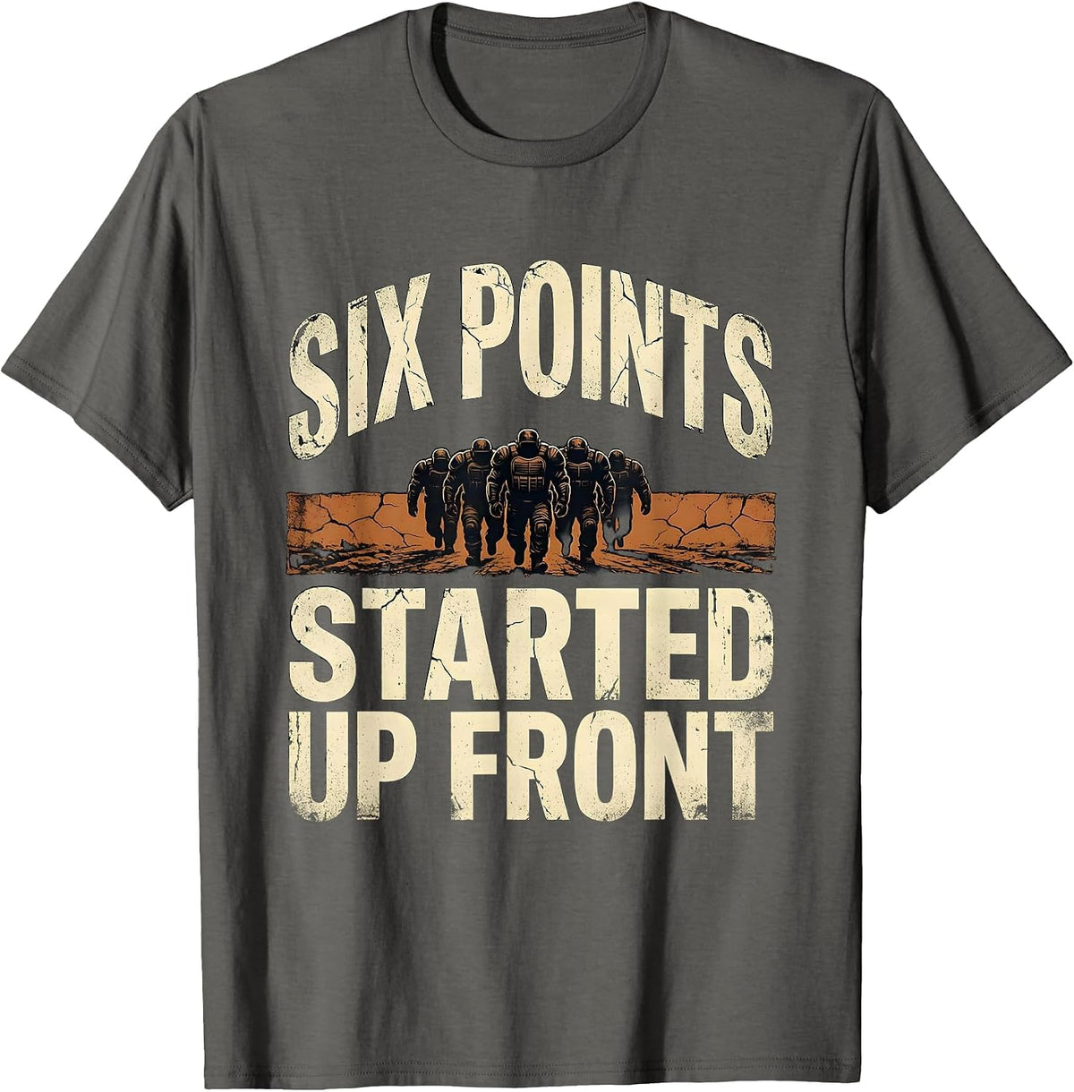 Men's Six Points Started Up Front Distressed Football Lineman T-Shirt - Asphalt Grey