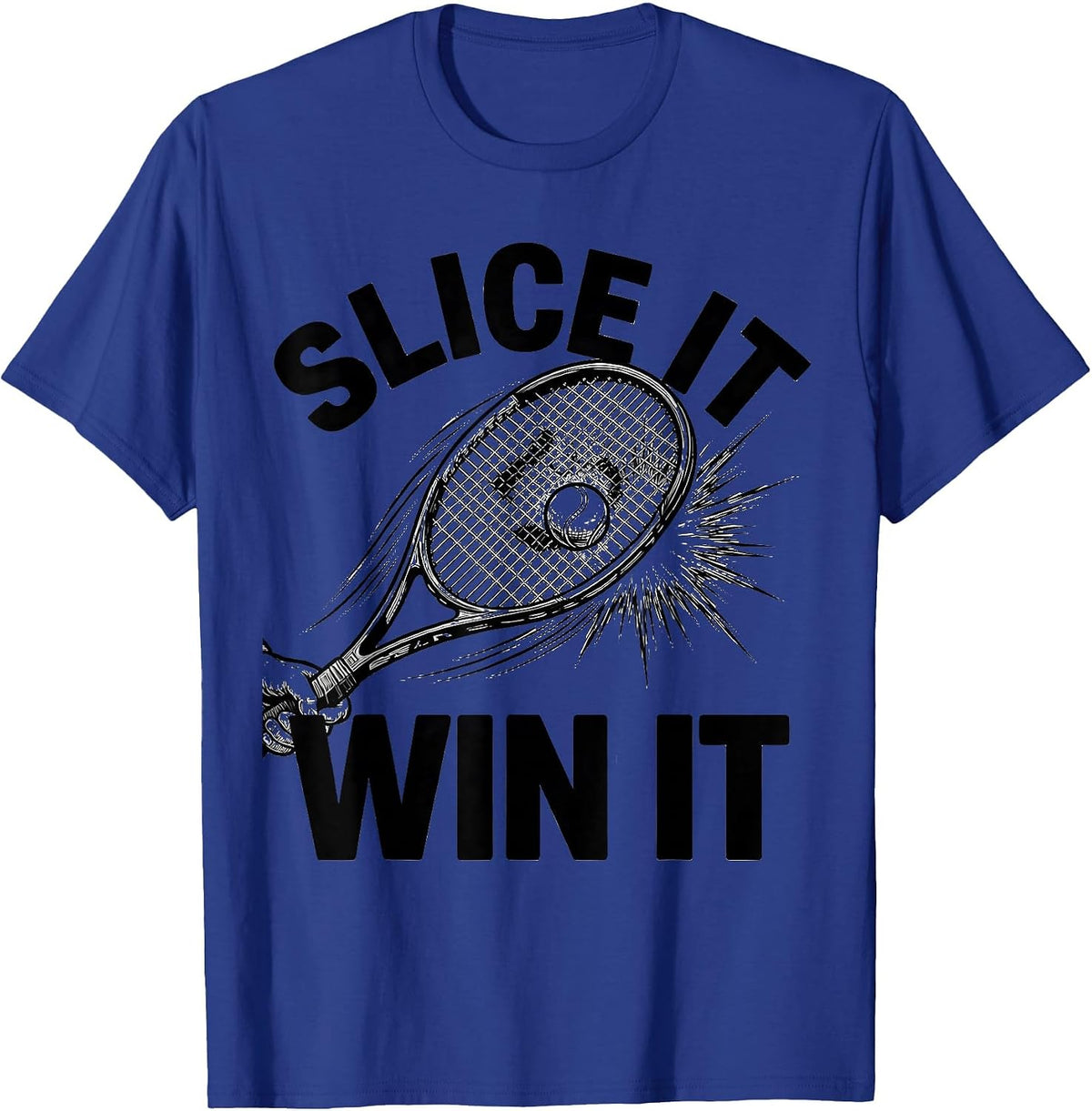 Slice It Win It Tennis Graphic Design T-Shirt - Royal Blue