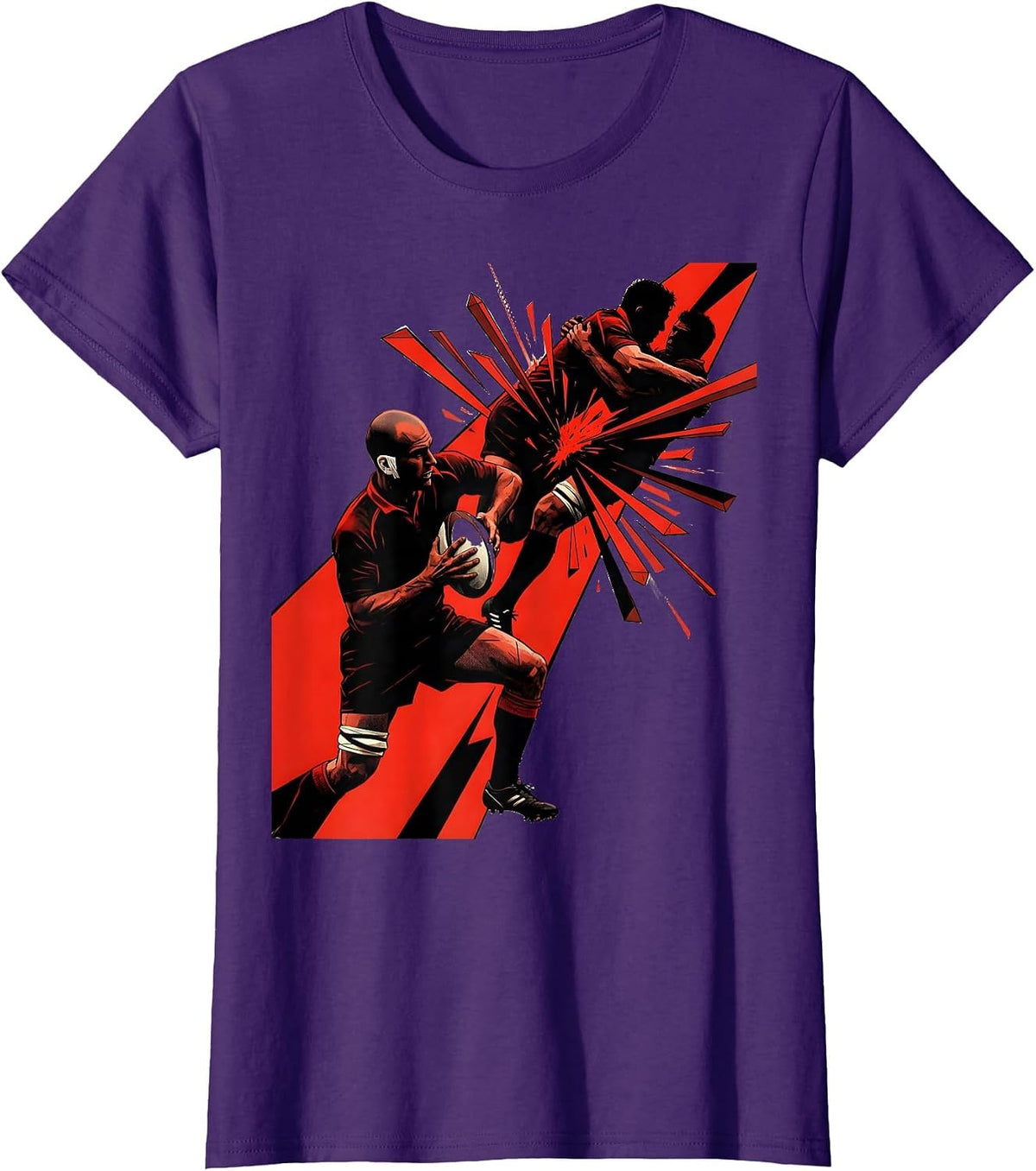Women's Rugby Breakdown Constructivist Poster Player Humor T-Shirt - Purple