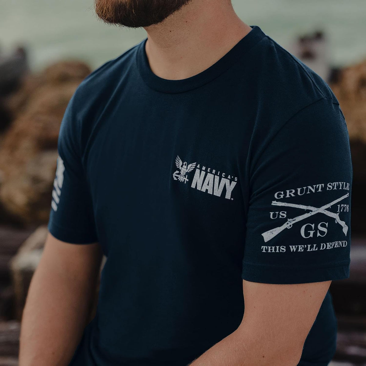 Grunt Style Shellback Seal USN Men's T-Shirt - size chart
