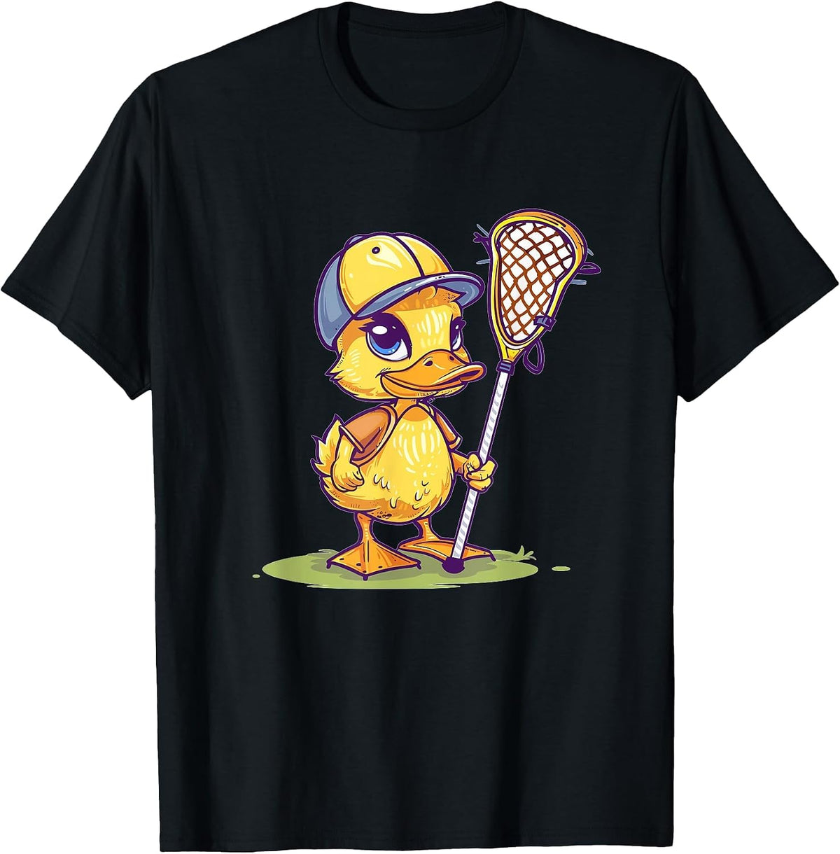Cute Lacrosse Duck T-Shirt - Black