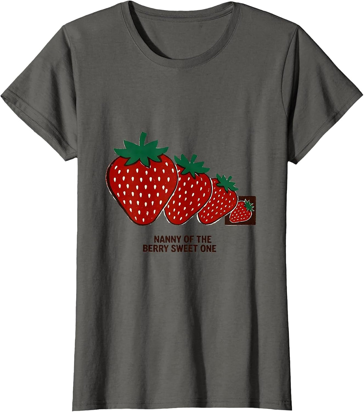 Women's Nanny Of The Berry Sweet One First Birthday Strawberry T-Shirt - Asphalt Grey
