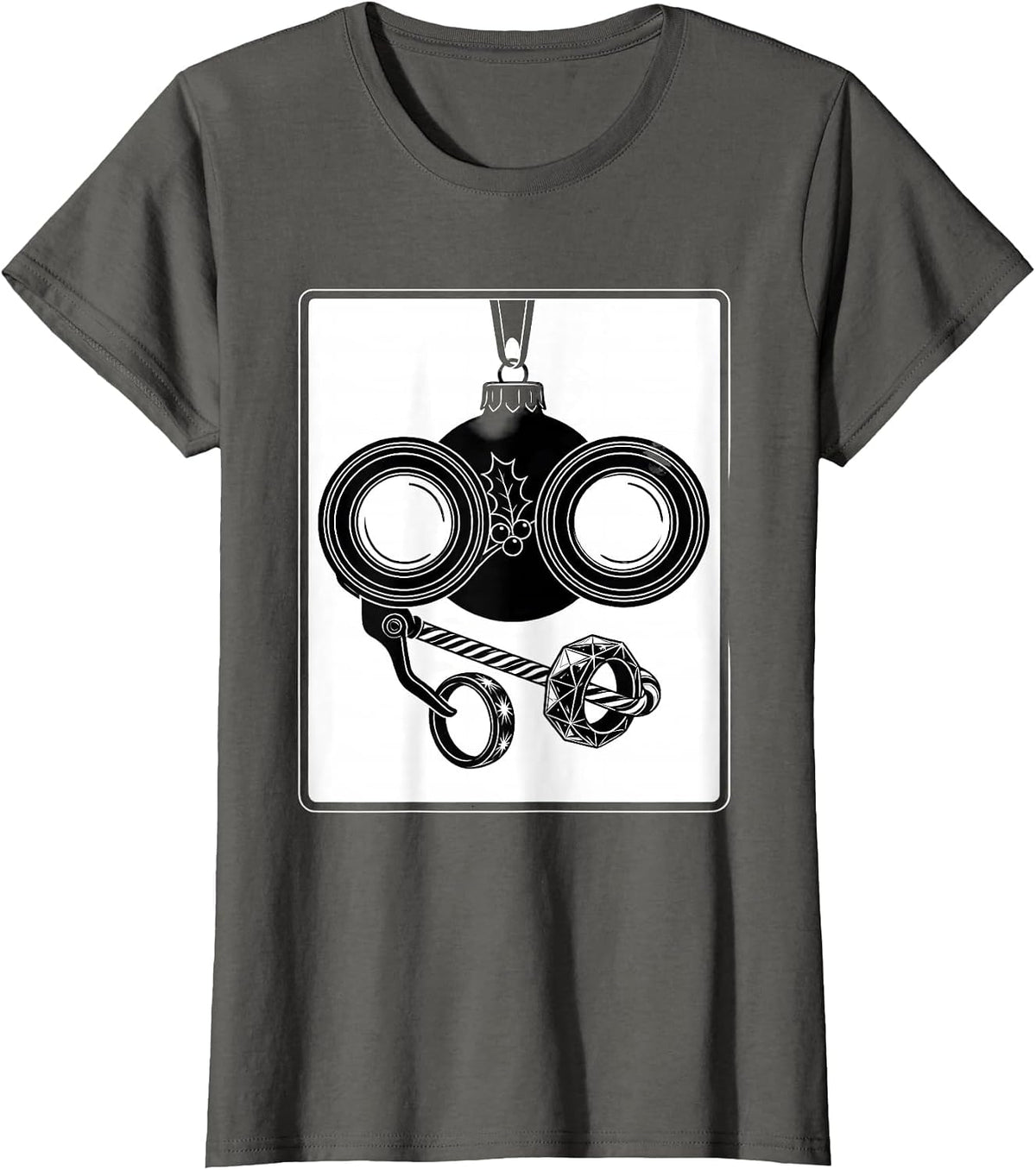 Women's Trial Frame Ornament Christmas Optometrist Eye Doctor Gift T-Shirt - Asphalt Grey