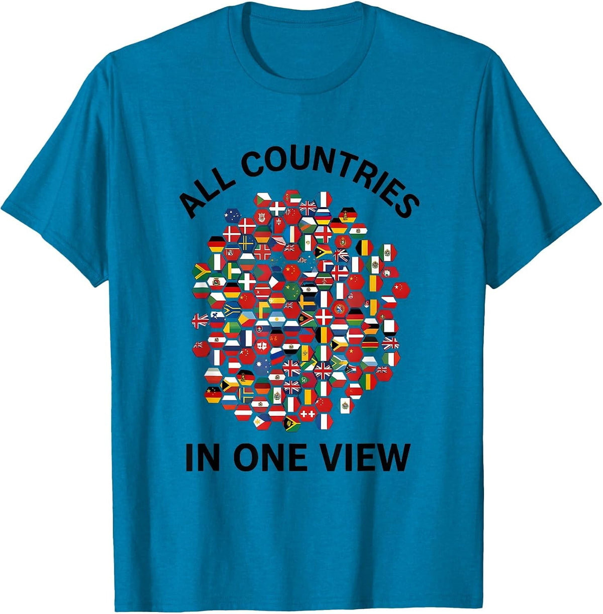 All Countries In One View International Travel Geography T-Shirt - Sapphire Blue