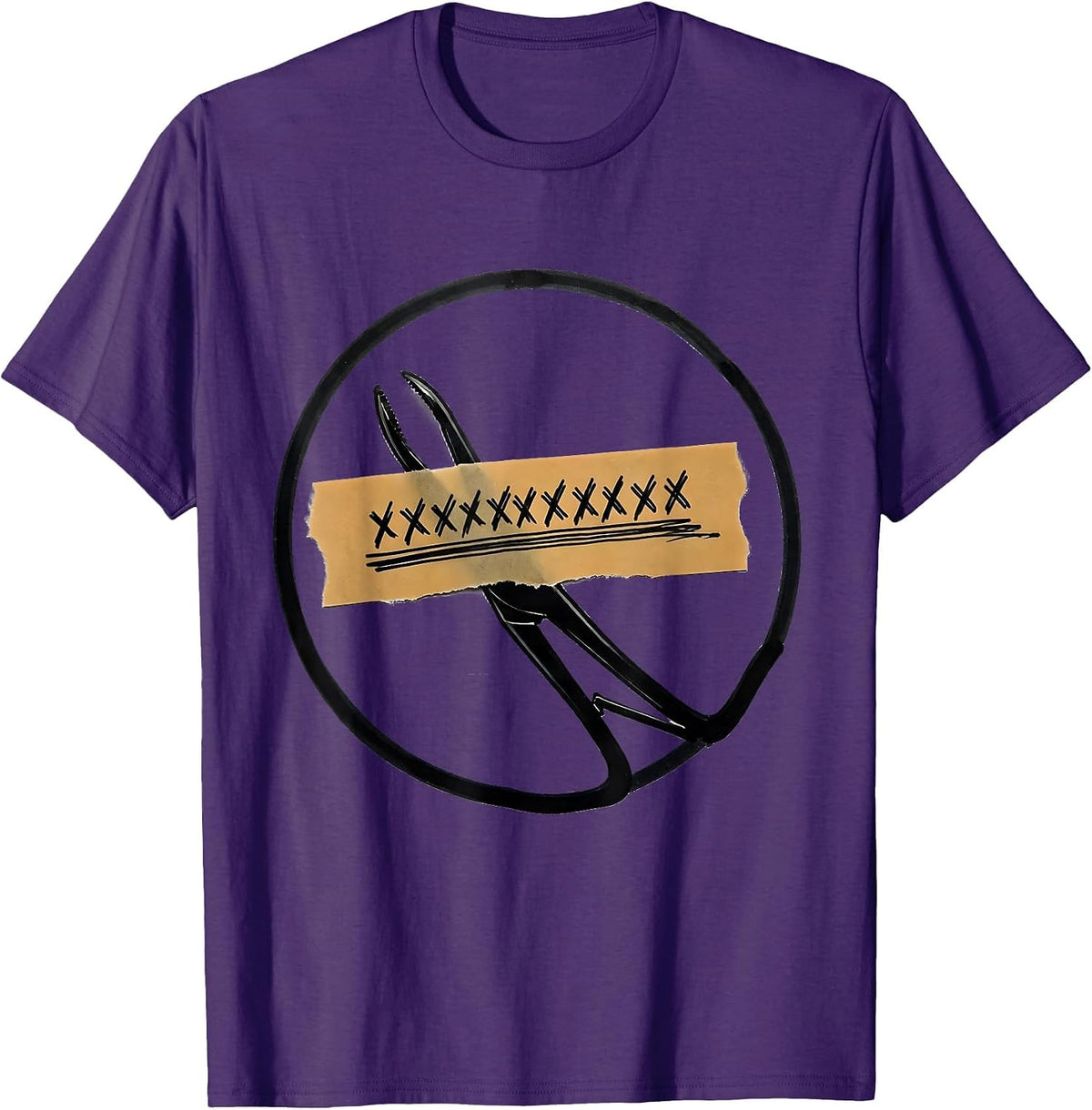 Surgical Clamp Marking Tape Badge Scrub Tech Humor T-Shirt - Purple
