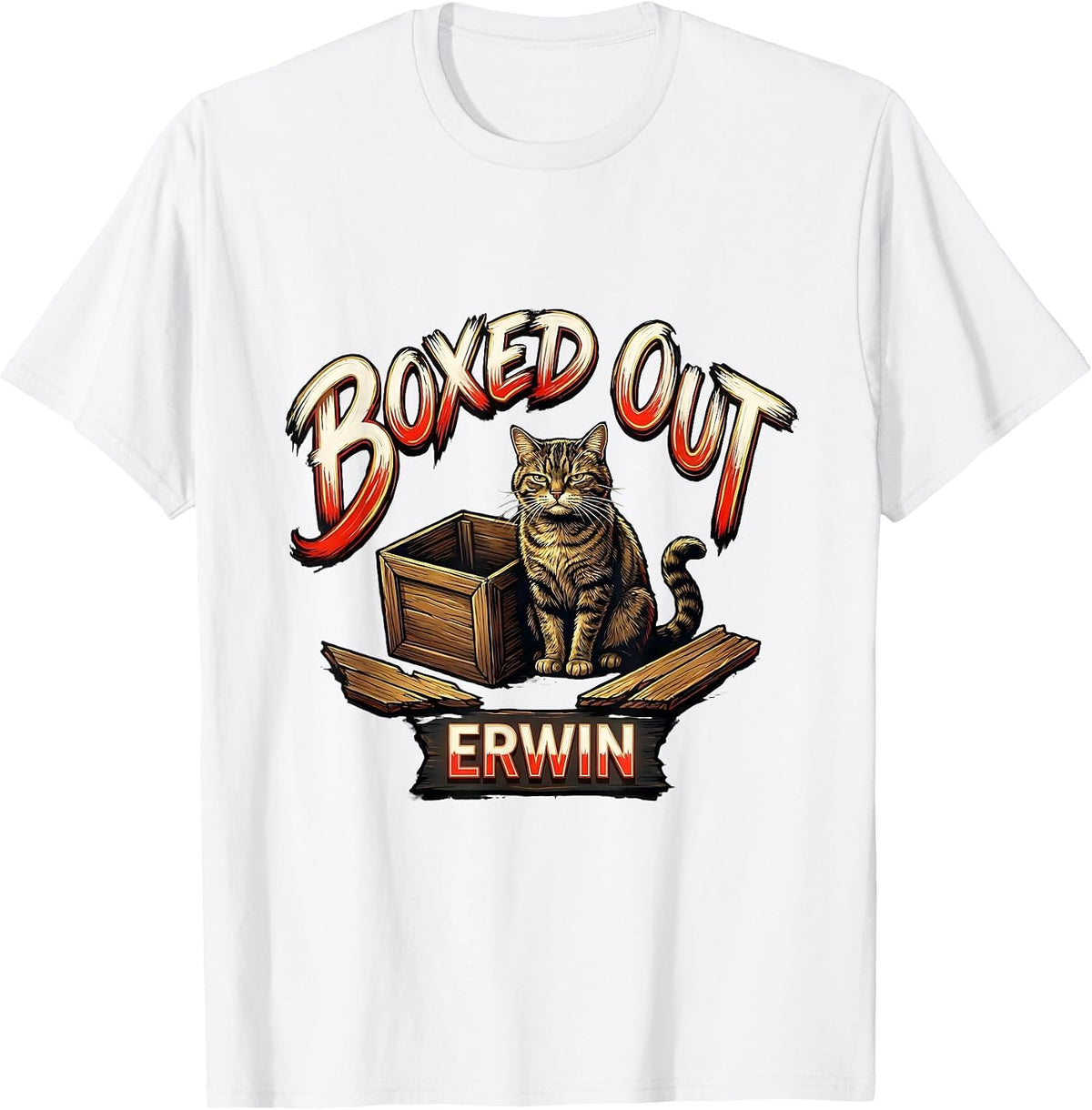 Men's Boxed Out Erwin Funny Quantum Physics Cat Science Teacher T-Shirt - White