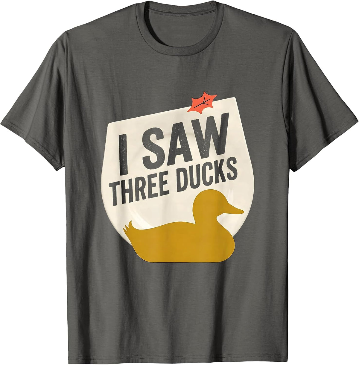 I Saw Three Ducks Midcentury Modern Funny Duck Lover T-Shirt - Asphalt Grey