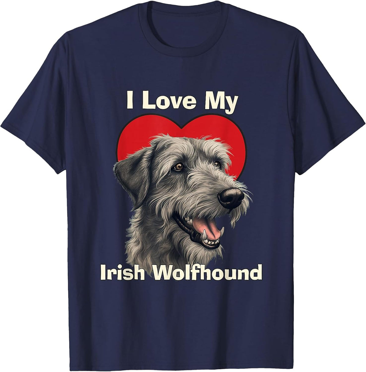 I Love My Irish Wolfhound Puppy Dog T-Shirt - Navy Blue