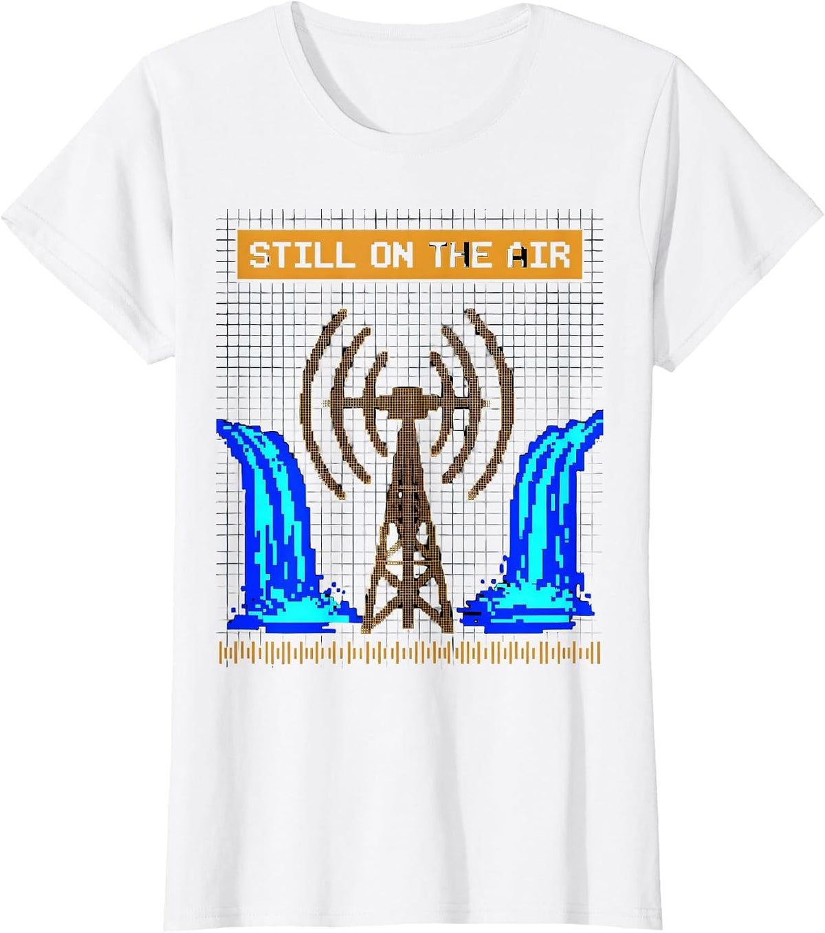 Still On The Air Funny Ham Radio Operator Pixel Art T-Shirt - White