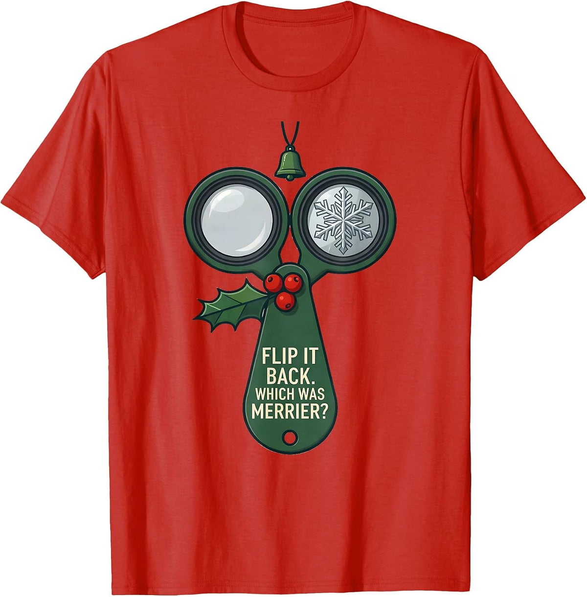 Men's Flip It Back Which Was Merrier Funny Optometrist Christmas T-Shirt - Red
