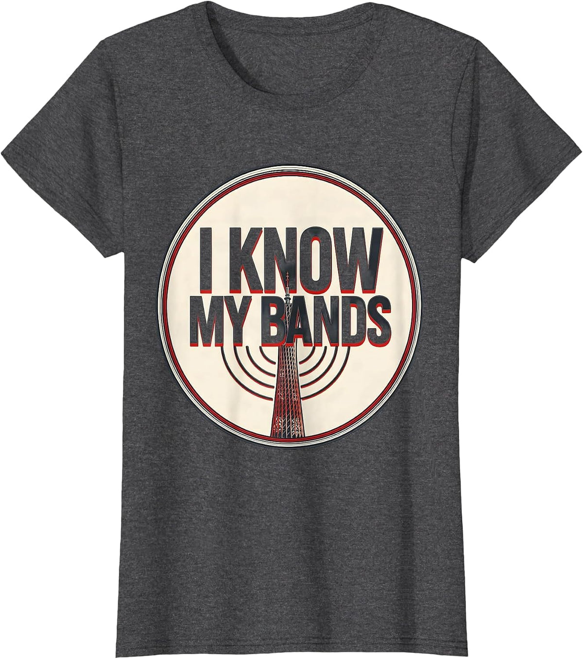 Women's I Know My Bands Funny Ham Radio Operator Hobbyist Humor T-Shirt - Dark Heather Grey