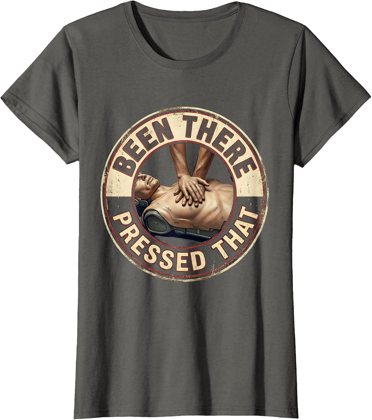 Women's CPR Training Mannequin Vintage EMT Paramedic Humor T-Shirt - Asphalt Grey