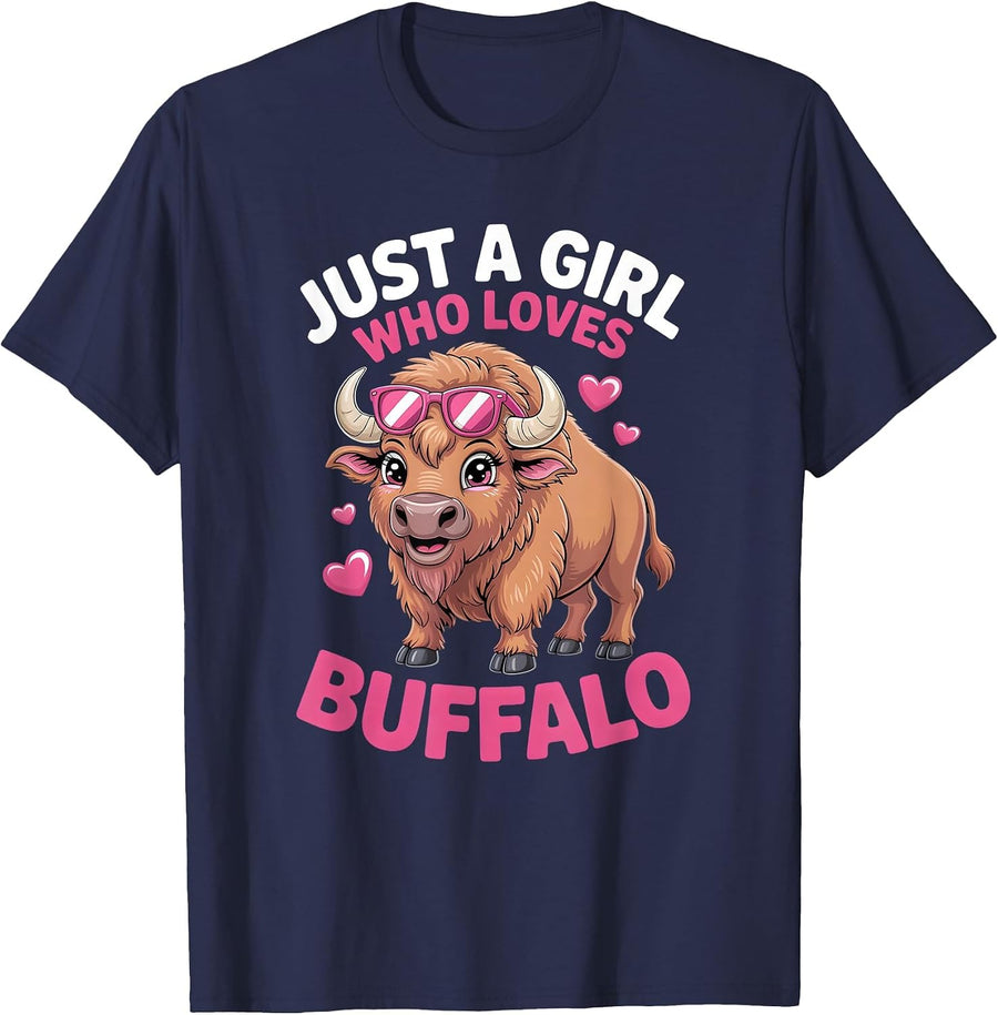 Girls Buffalo T-Shirt - Navy Blue