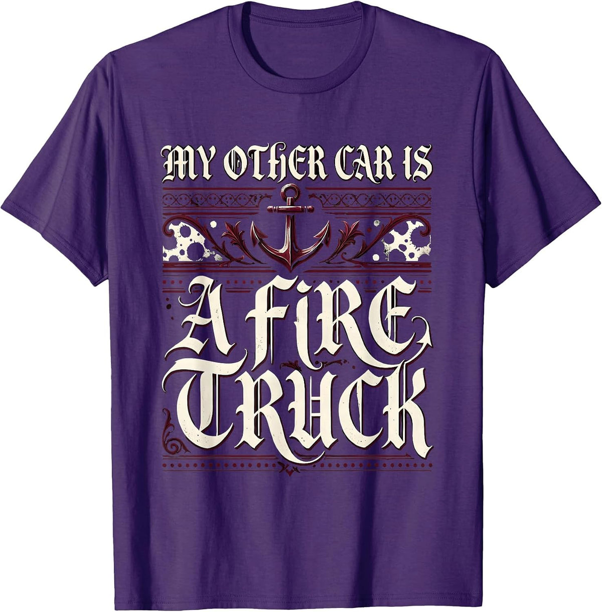 My Other Car Is A Fire Truck Dalmatian Design T-Shirt - Purple