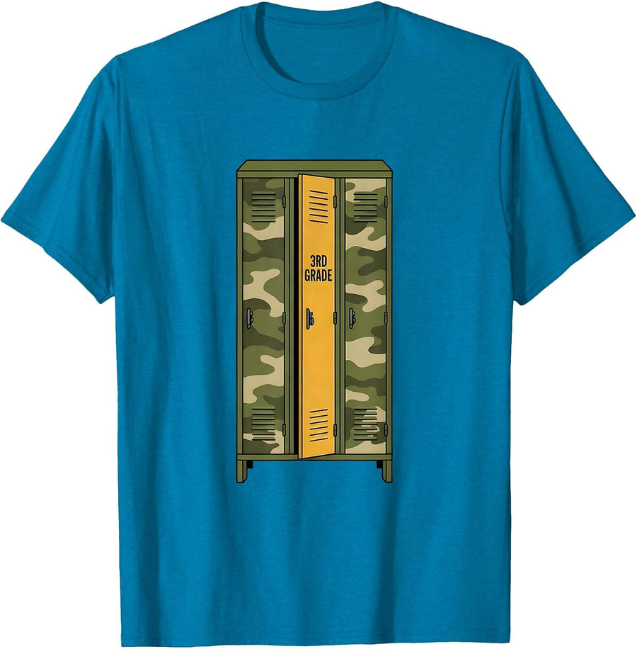 3rd Grade Camo Back To School Boys Teachers Grade Level T-Shirt - Sapphire Blue