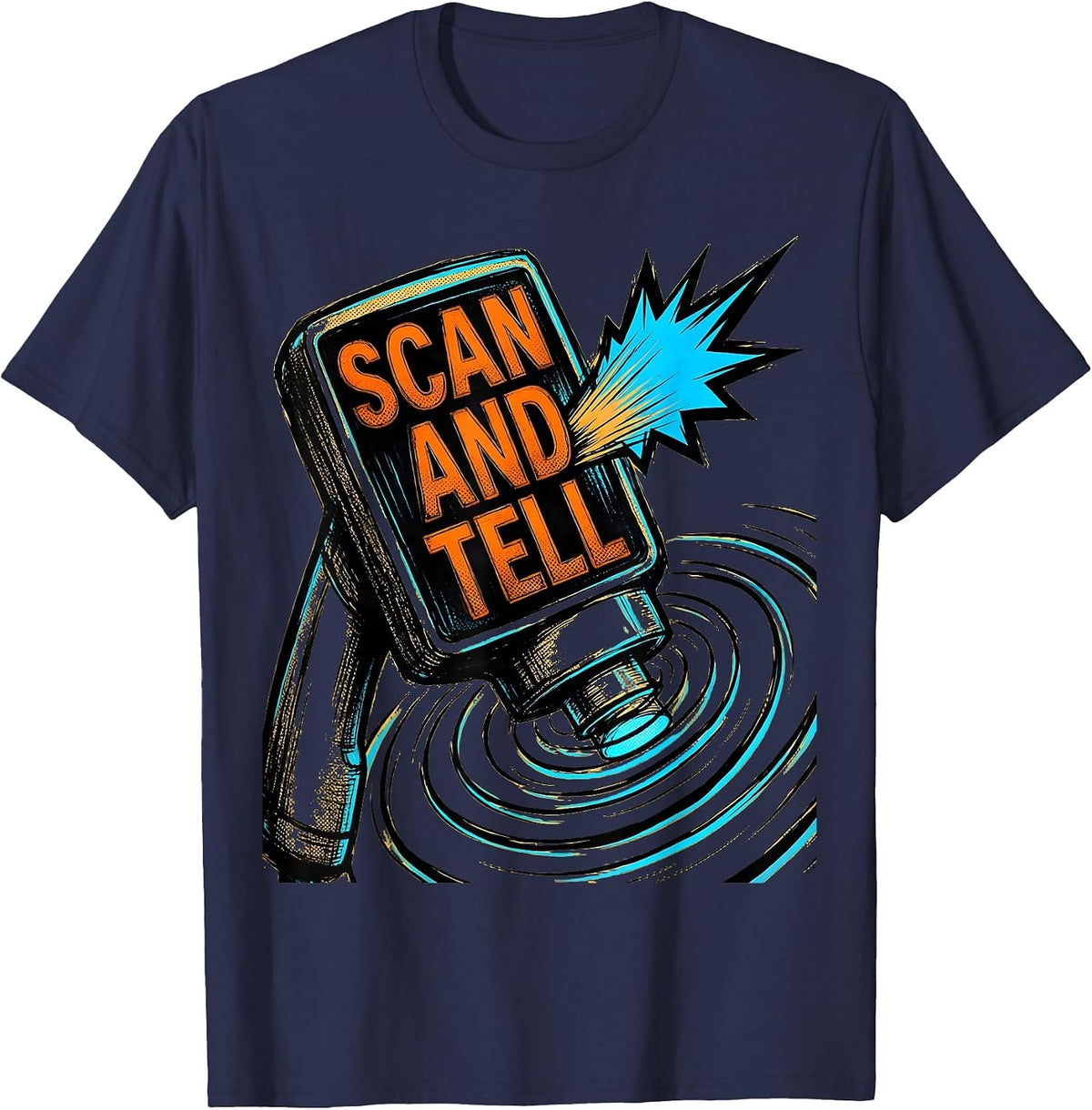 Men's Scan And Tell Comic Book Sonographer Ultrasound Tech Humor T-Shirt - Navy Blue
