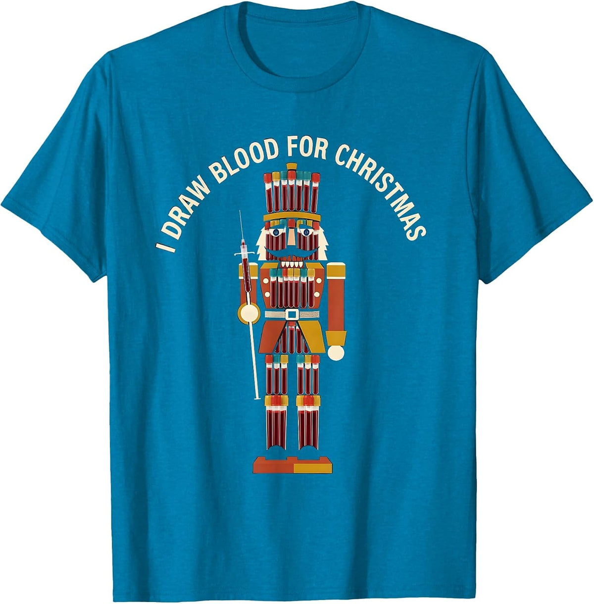 I Draw Blood For Christmas Midcentury Modern Phlebotomist T-Shirt - Sapphire Blue