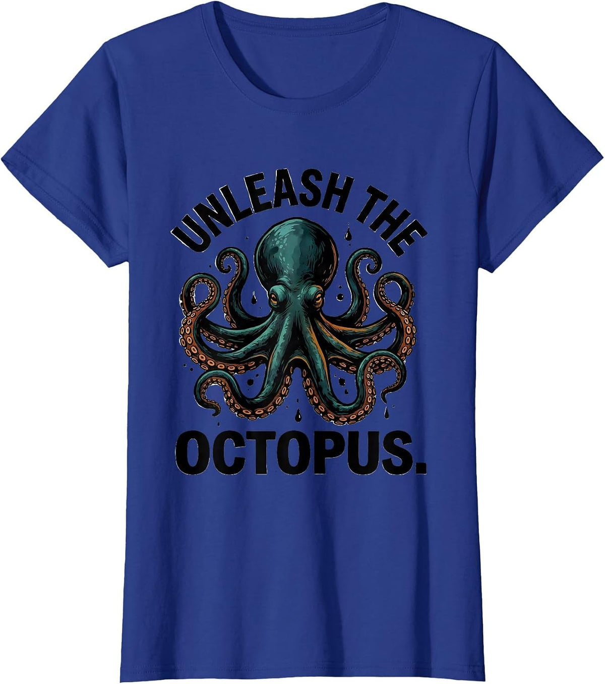 Women's Unleash The Octopus Funny Octopus Lover Vintage Japanese Sea T-Shirt - Royal Blue