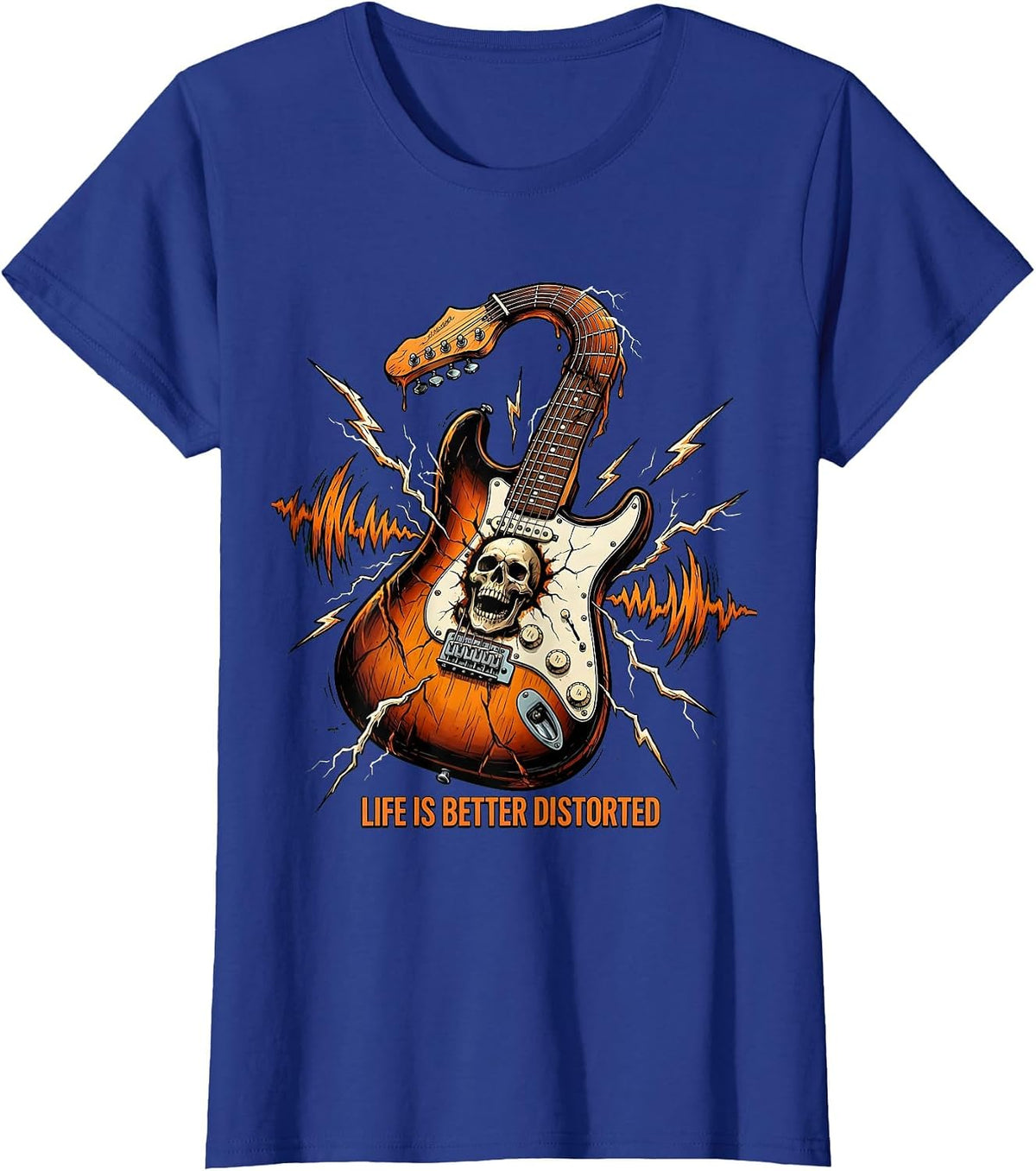 Women's Life Is Better Distorted Heavy Metal Design T-Shirt - Royal Blue