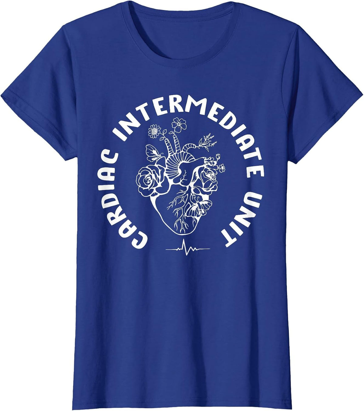 Cardiac Intermediate Unit Heart Flower Cardiac Nurse CTICU T-Shirt - Royal Blue