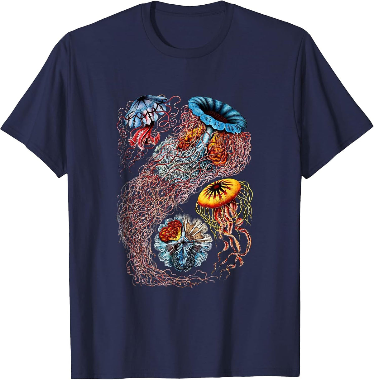 Under the Ocean Marine Jellyfish Shirt T-Shirt - Navy Blue