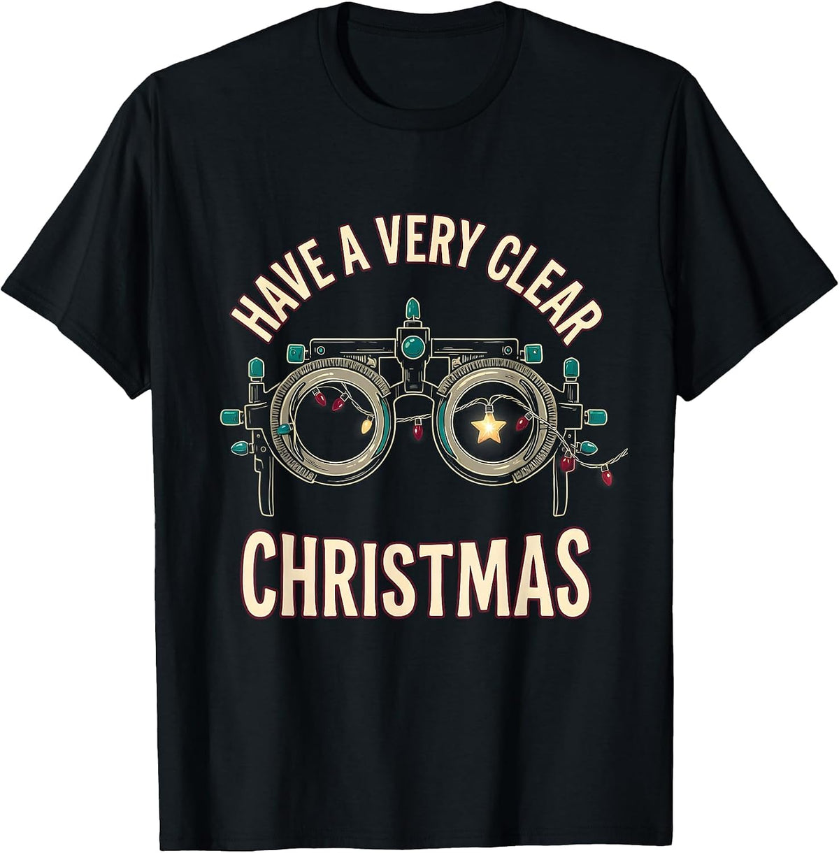 Men's Have A Very Clear Christmas Optometrist Eyewear Humor T-Shirt - Black