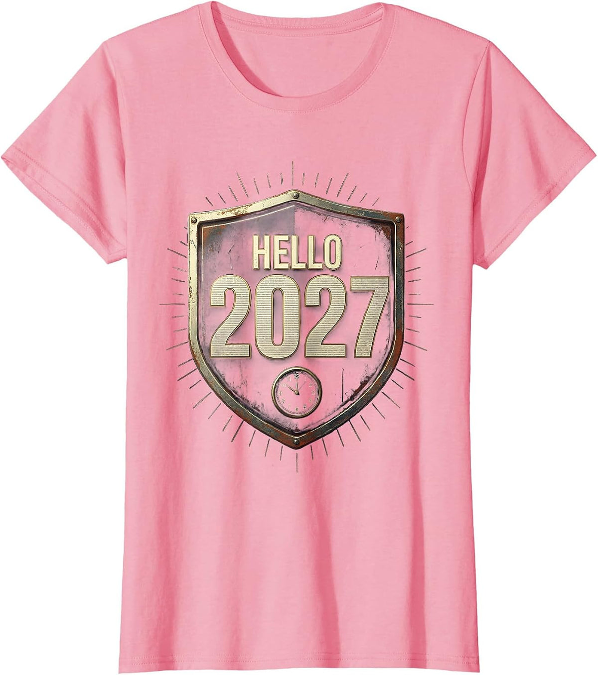Women's Hello 2027 Vintage Family Matching New Year Eve Keepsake T-Shirt - Pink