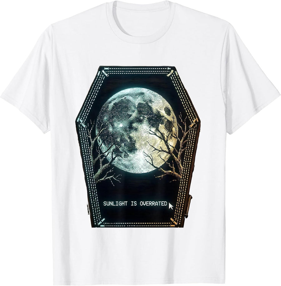 Men's Sunlight Is Overrated Dark Goth Design T-Shirt - White