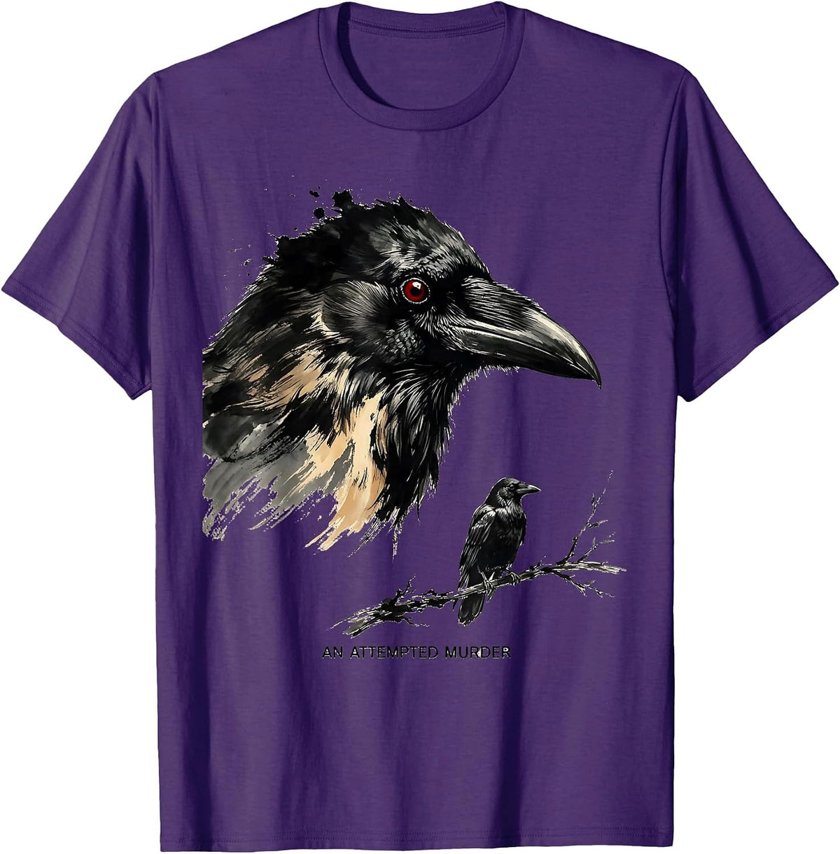 Men's An Attempted Murder Dark Humor Crow Lover Birdwatching T-Shirt - Purple