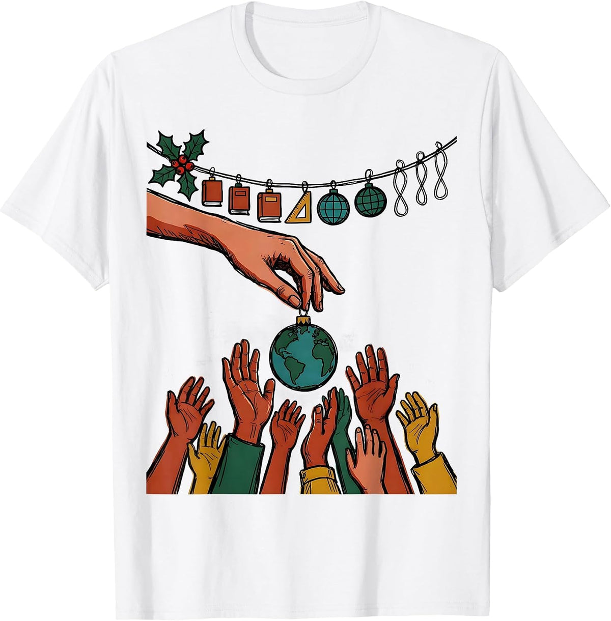 Men's Teacher History Ornament 12 Days Of Christmas Countdown T-Shirt - White