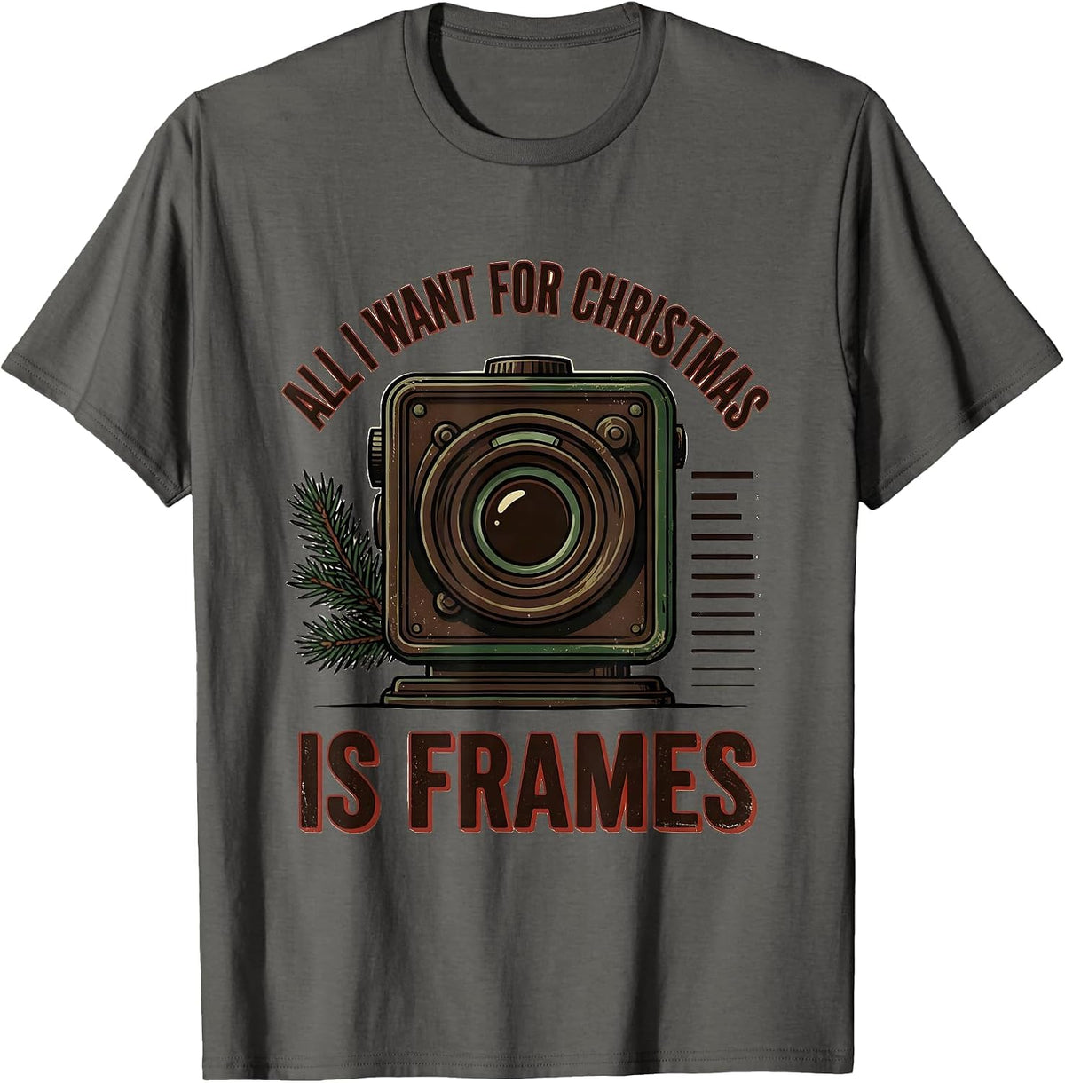 All I Want For Christmas Is Frames Vintage Optometrist Eye T-Shirt - Asphalt Grey