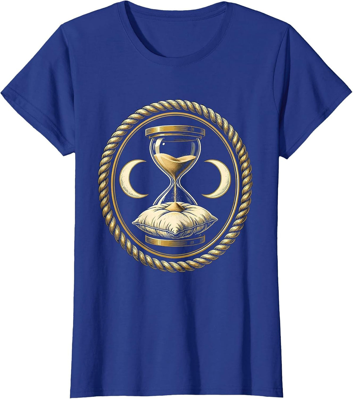 Women's Hourglass Dripping Into Pillow Sleep Art Design T-Shirt - Royal Blue
